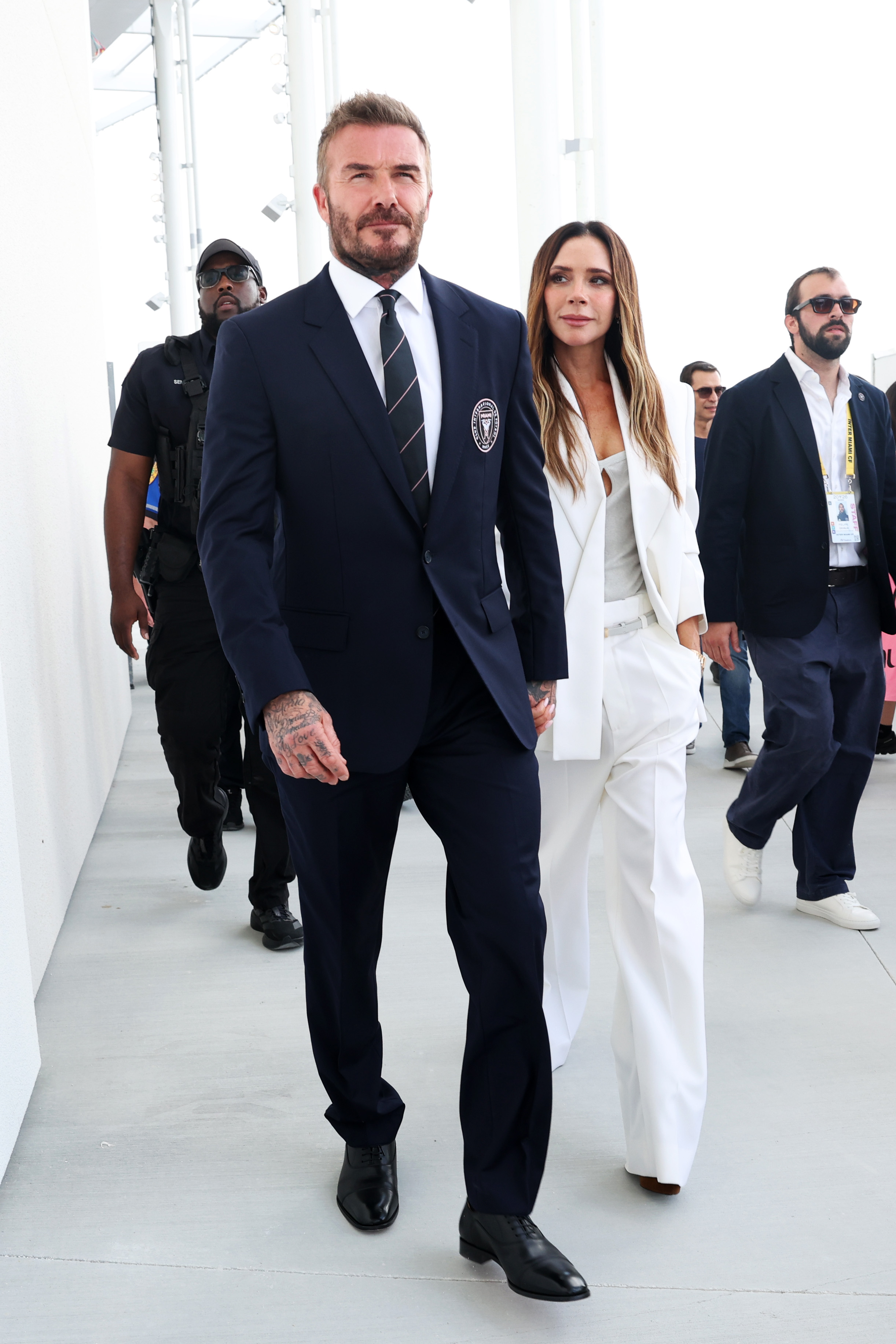 Sir David Beckham and Victoria Beckham attend the stadium's ribbon-cutting ceremony prior to the MLS match between Inter Miami CF and Austin FC at Nu Stadium