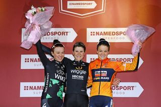 Katarzyna Niewiadoma (WM3 Pro Cycling), Elisa Longo Borghini (Wiggle High5) and Elizabeth Deignan (Boels Dolmans)
