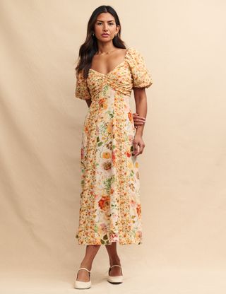 Nobody's Child + Yellow Floral Peony Midi Dress