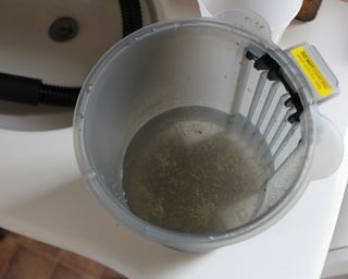 Dirty water inside the Shark MessMaster wet and dry vacuum cleaner water tank after cleaning