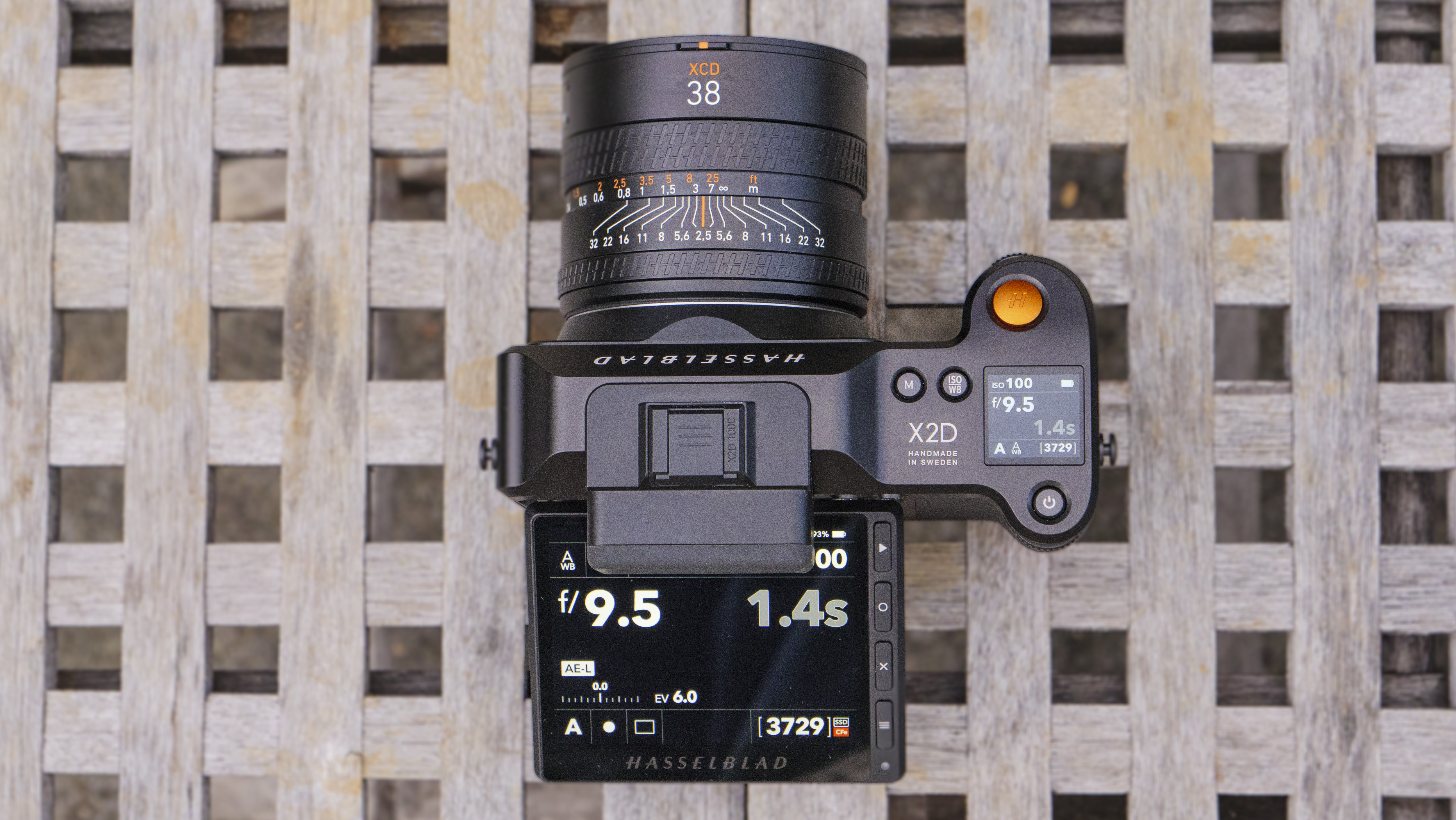 The Hasselblad X2D 100C camera view of the top
