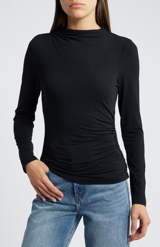 Joelle Ruched Funnel Neck Top