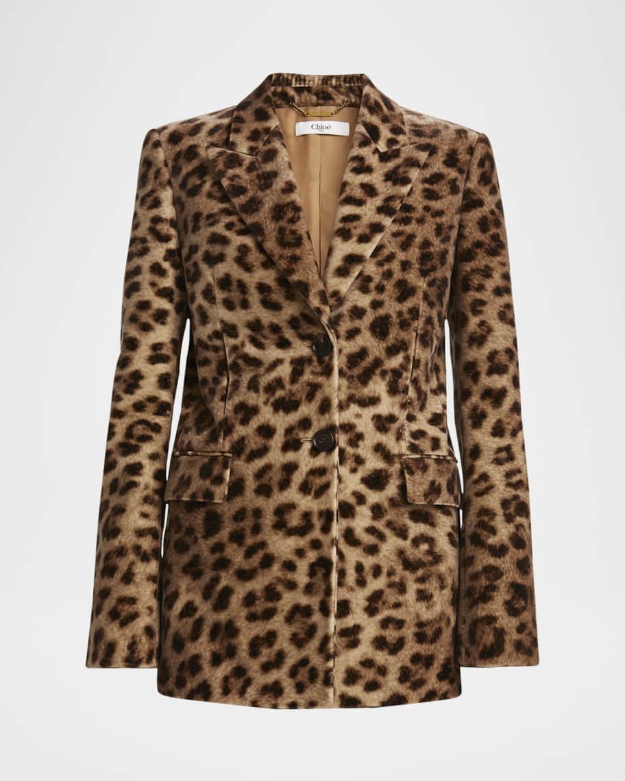 Leopard-Print Single-Breasted Jacket