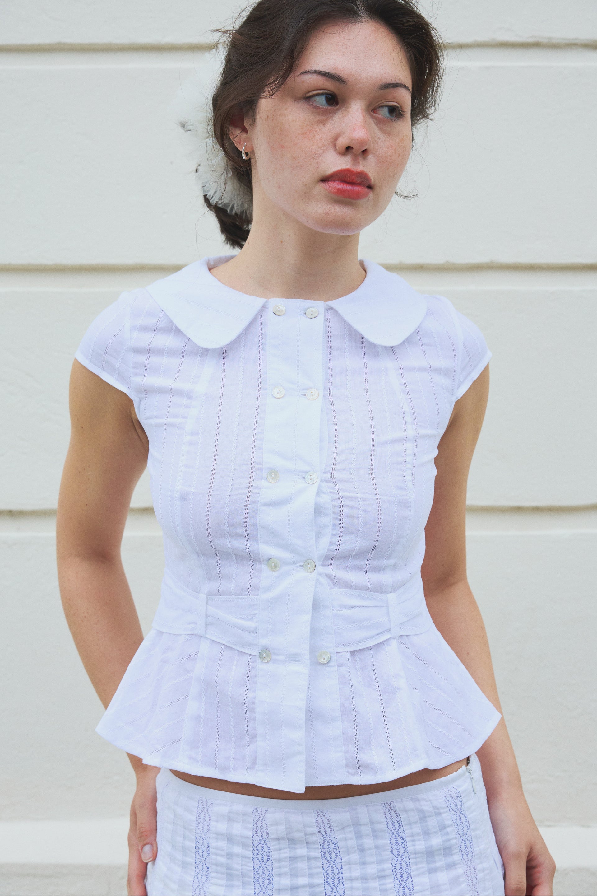 Virginia Blouse | White Cotton - Xs / White