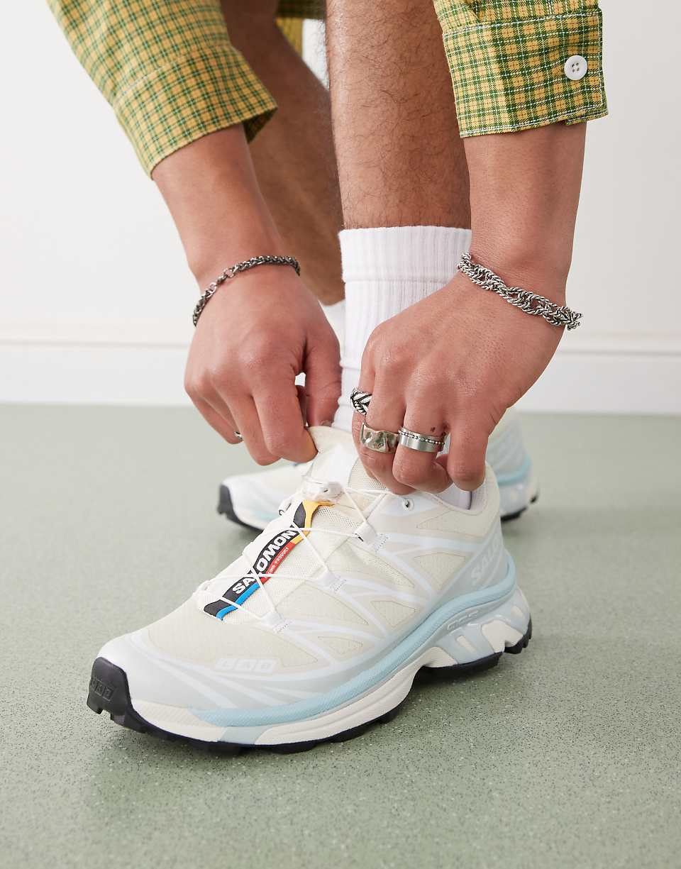 Salomon Xt-6 Trainers in Off White and Blue