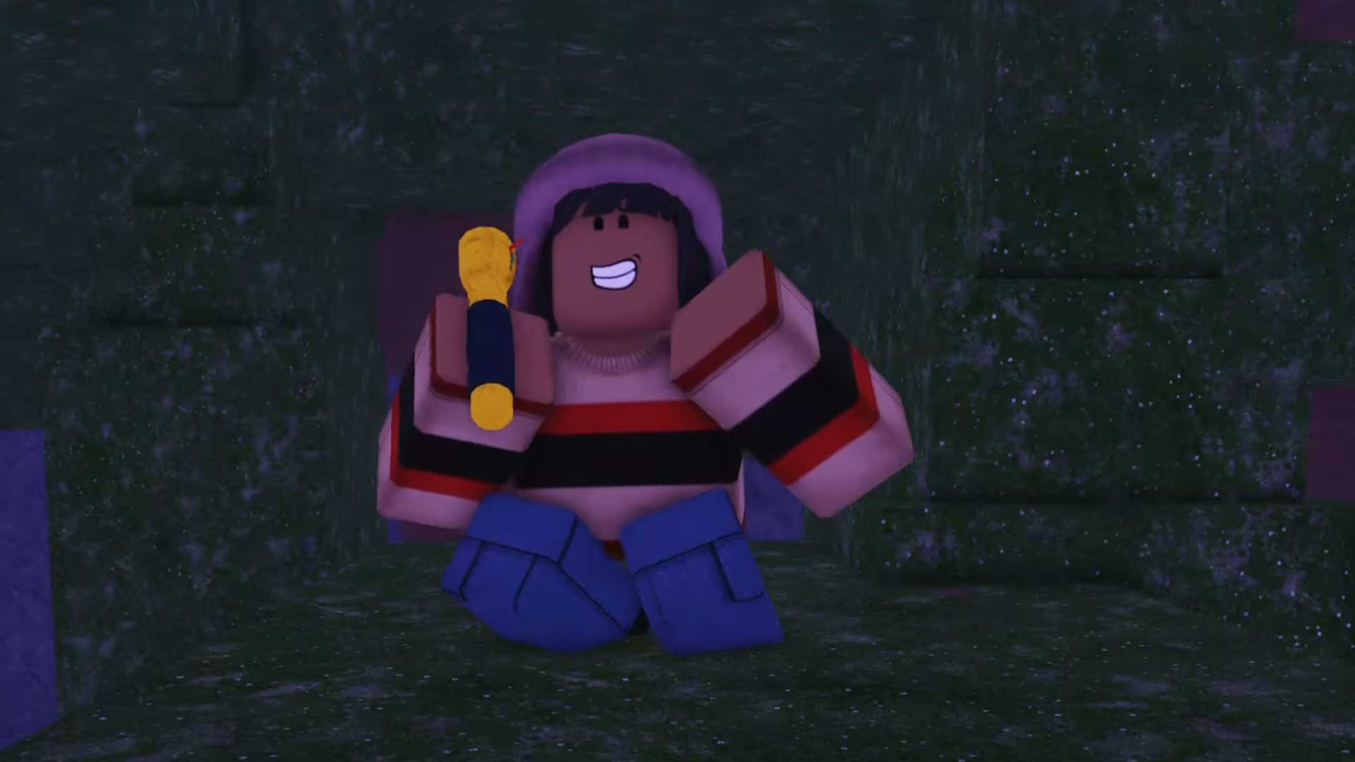 The Camper class from a 99 Nights in the Forest cutscene teasing the Animal Taming update