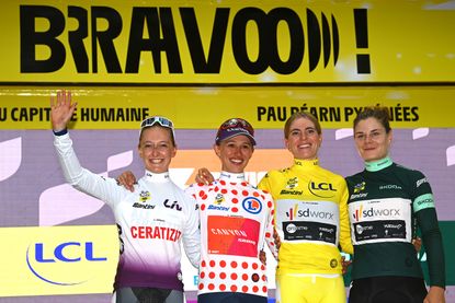 The Tour de France Femmes 2023 podium