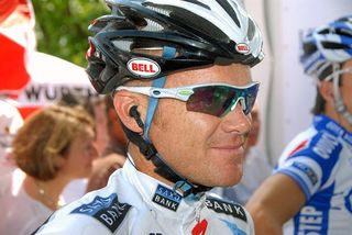 Stuart O'Grady is back in the game and smiling before stage five of the Tour de Suisse. The Australian is on the comeback from an accident that ruled him out of the Classics.