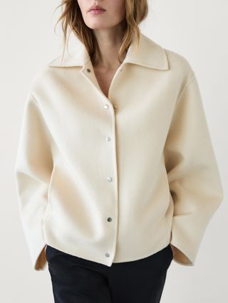 Massimo Dutti, Short Wool Blend Coat With Snap Buttons