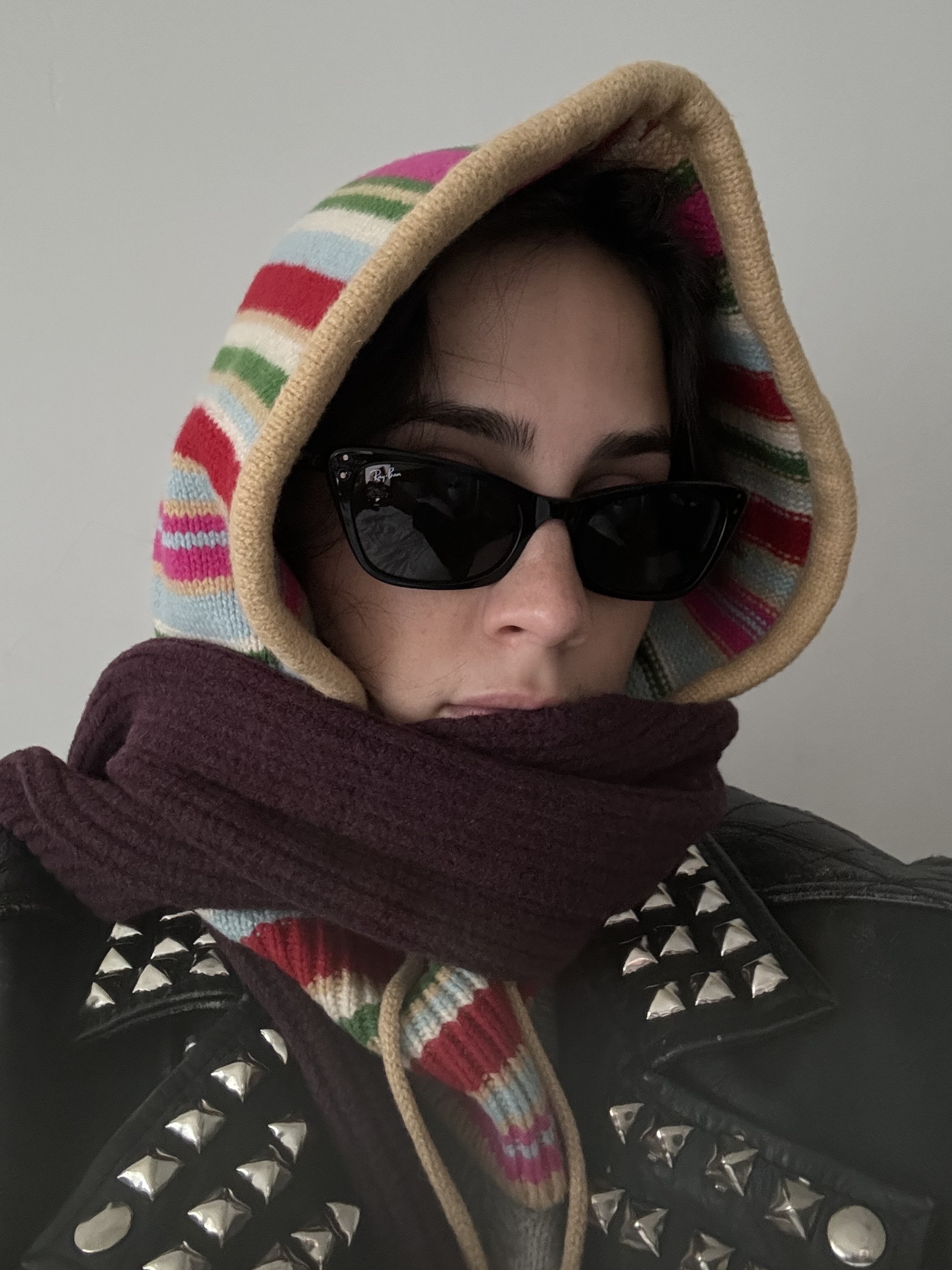 Julia Marzovilla wears the CashSoft Drawcord Hood and the CashSoft Scarf and the CashSoft Drawcord Hood