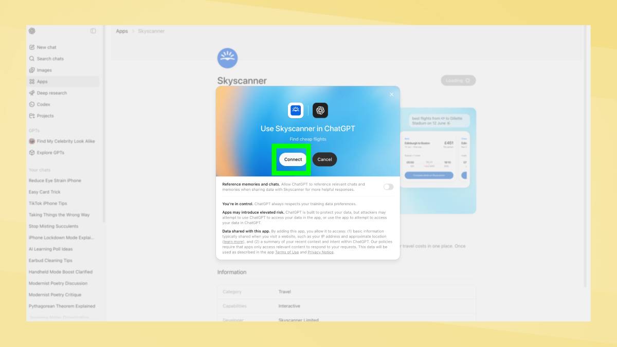 Connect Skyscanner to ChatGPT
