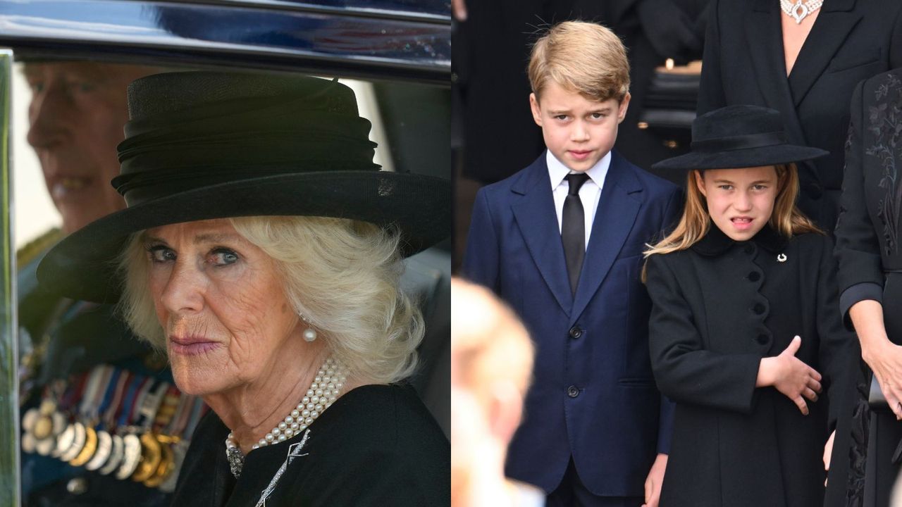 Camilla&#039;s unimpressed reaction to Charlotte and George&#039;s bickering at Queen&#039;s funeral revealed