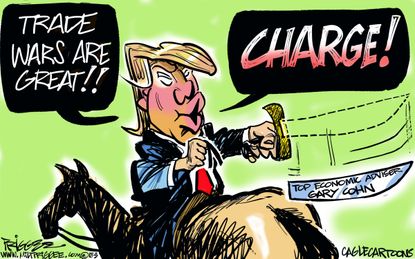 Political cartoon U.S. Trump Gary Cohn trade war tariffs