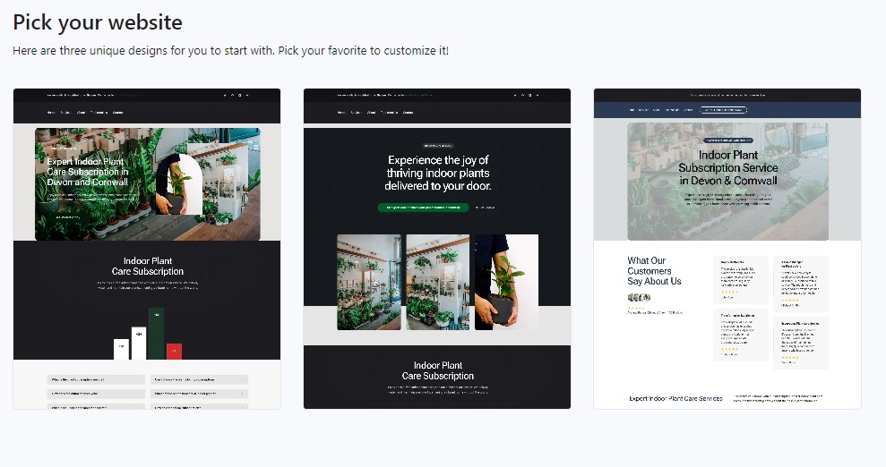 An image of three templates for my site