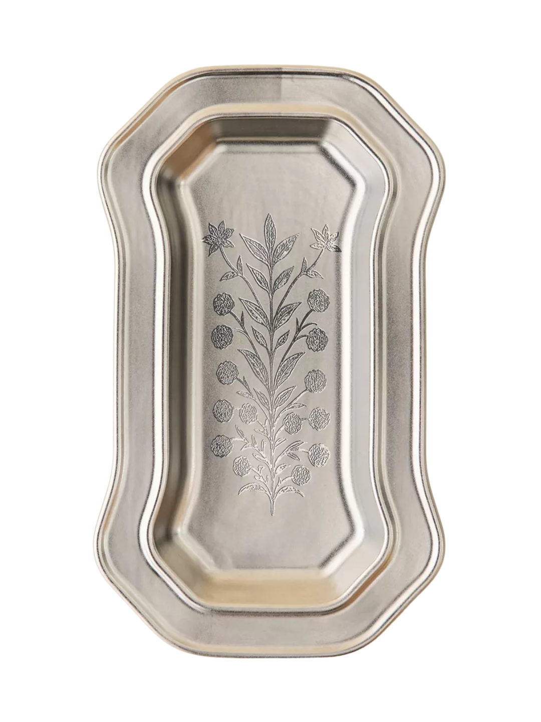 a silver serving tray