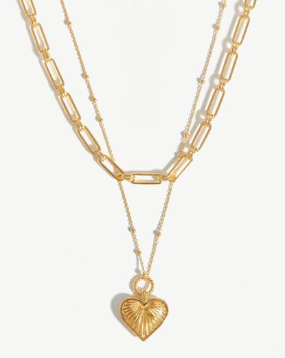 Missoma Heart & Aegis Chain Necklace Set