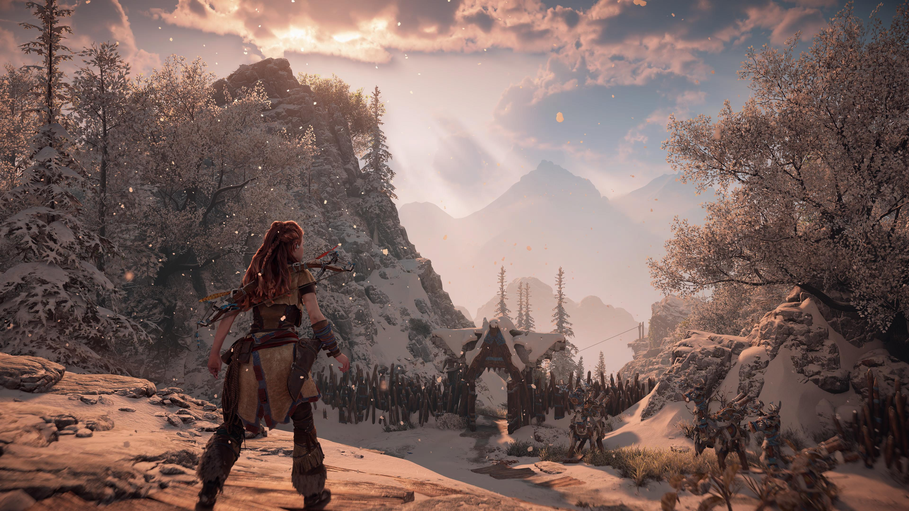 Aloy in the snow in Horizon Forbidden West Remastered