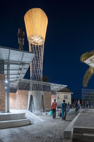sculptural tower and sports complex