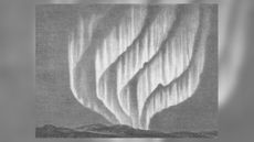 This drawing by Adam Paulsen shows his observation of the aurora from Godthaab, Greenland, on Nov. 15, 1882. 