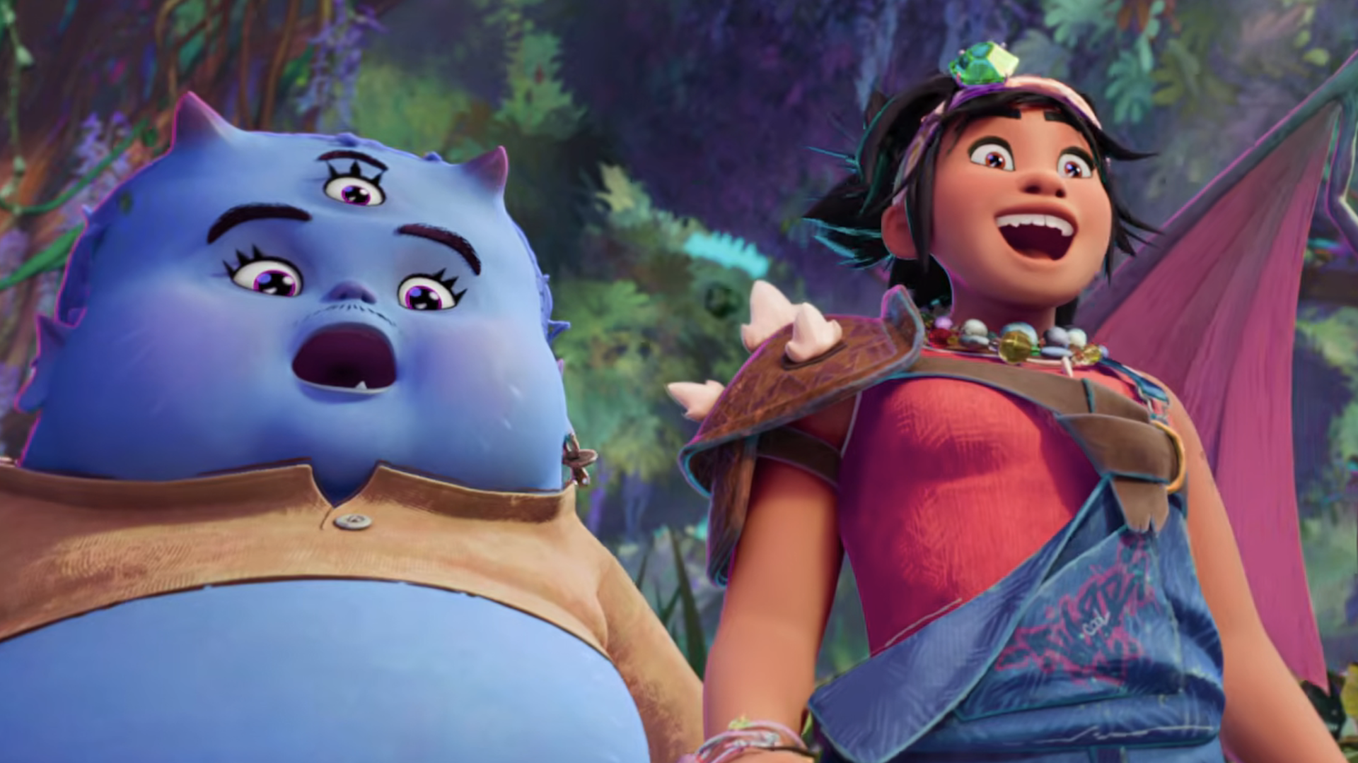Bungi and Jo looking excited in Forgotten Island