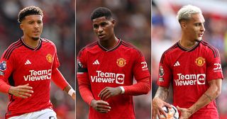 Manchester United frontline: Jadon Sancho, Marcus Rashford and Antony