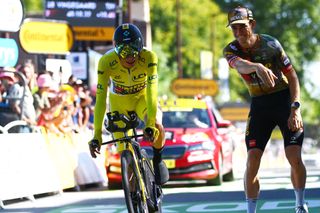 Jonas Vingegaard finishes stage 20 of the Tour de France