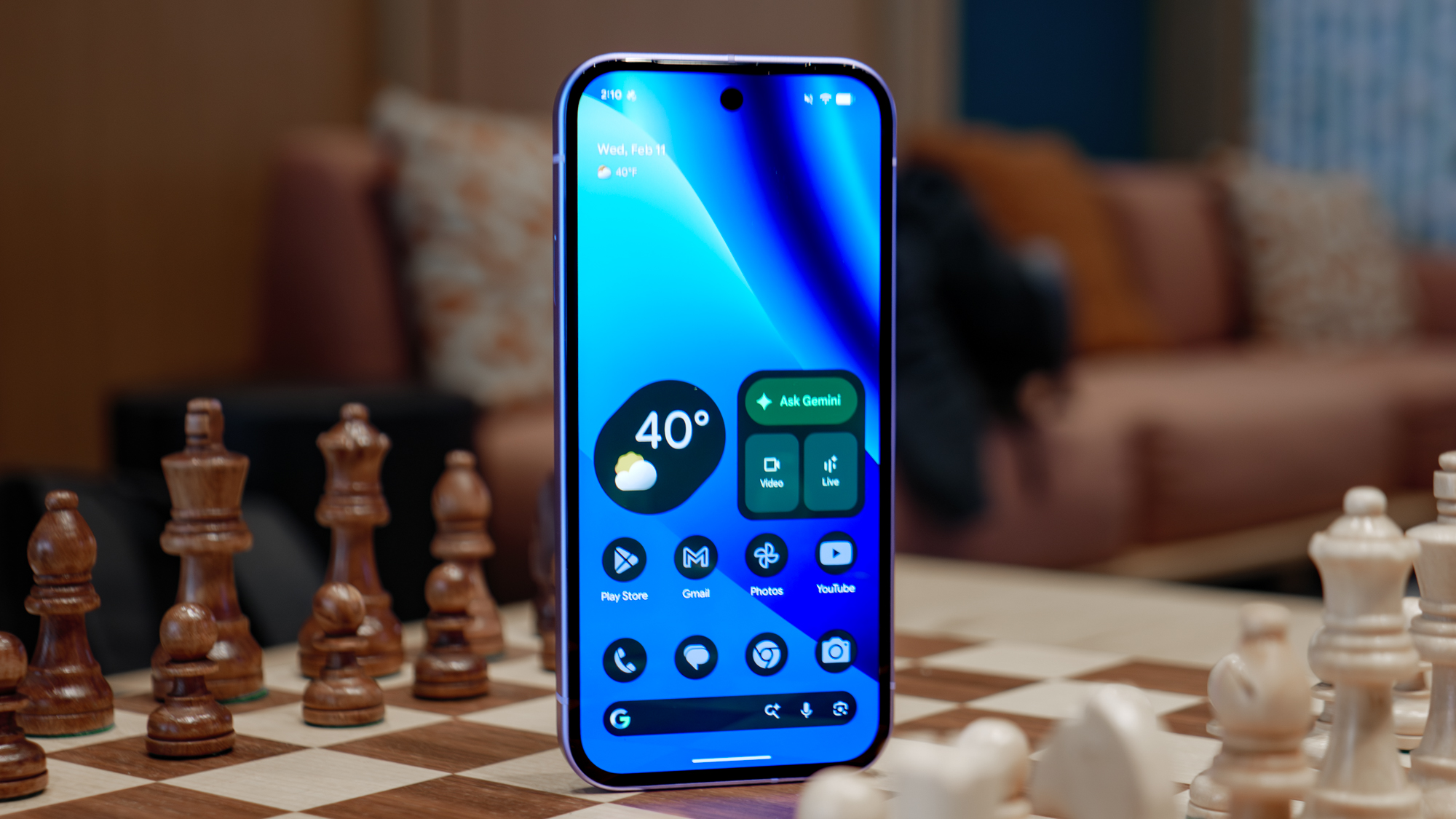 Google Pixel 10a on a chess board.