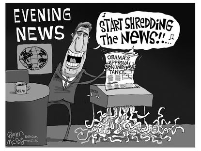 Obama cartoon news approval rating