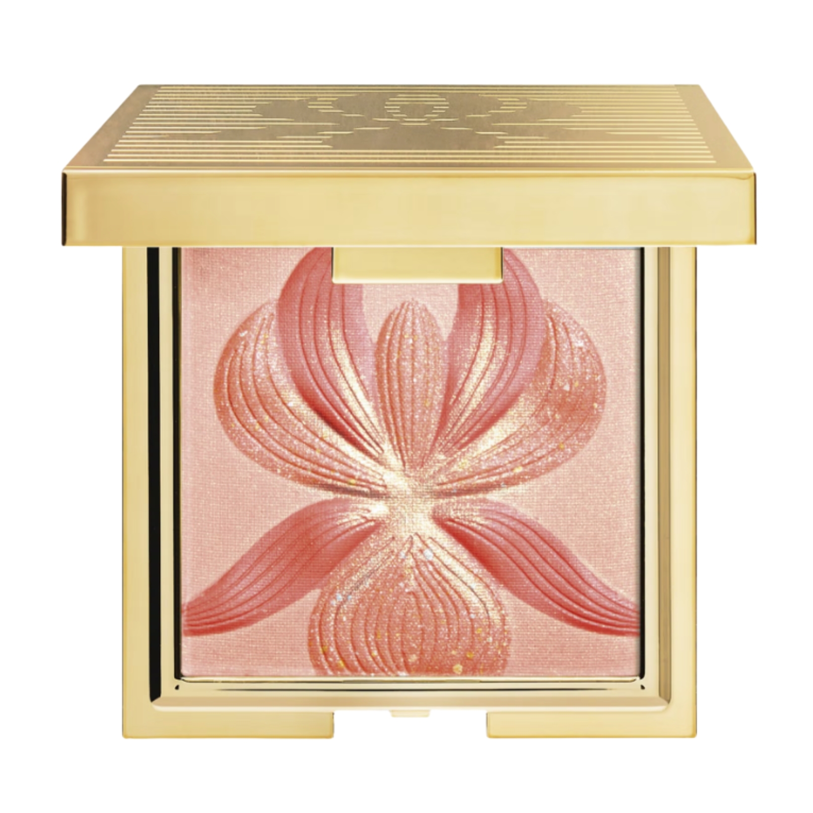 A product shot of the Sisley Paris L'Orchidee blush in shade 3 Corail, on a white background