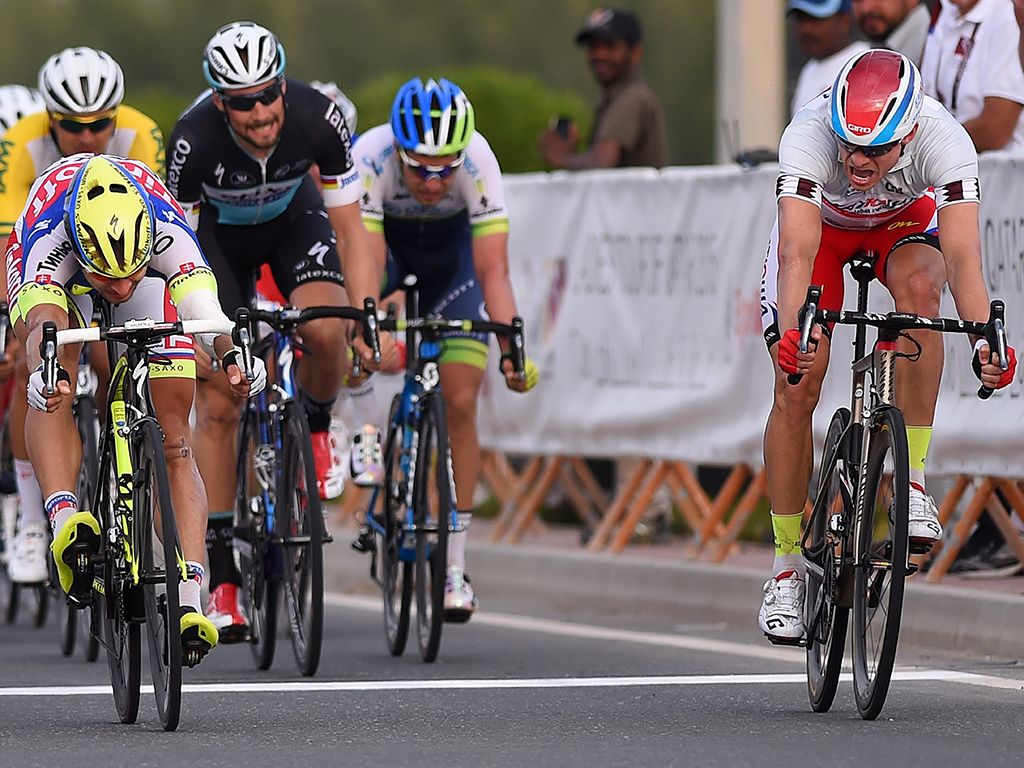 Sagan's bike throw at the Tour of Oman 2015