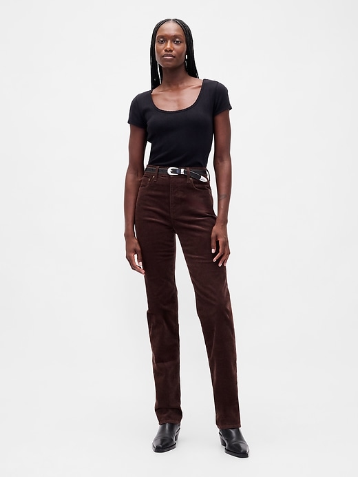High Rise Corduroy &#039;90s Slim Straight Jeans