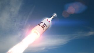 An artist's illustration of NASA's Orion space capsule's Ascent Abort-2 test launch.