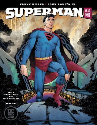 Superman: Year One full cover art Superman climbing out as a giant