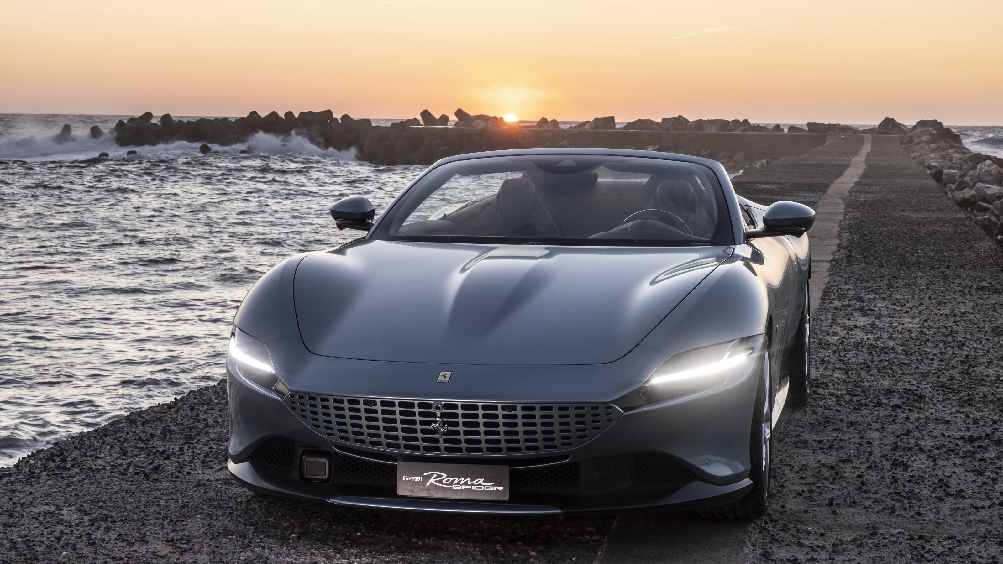 Ferrari Roma Spider at sunset
