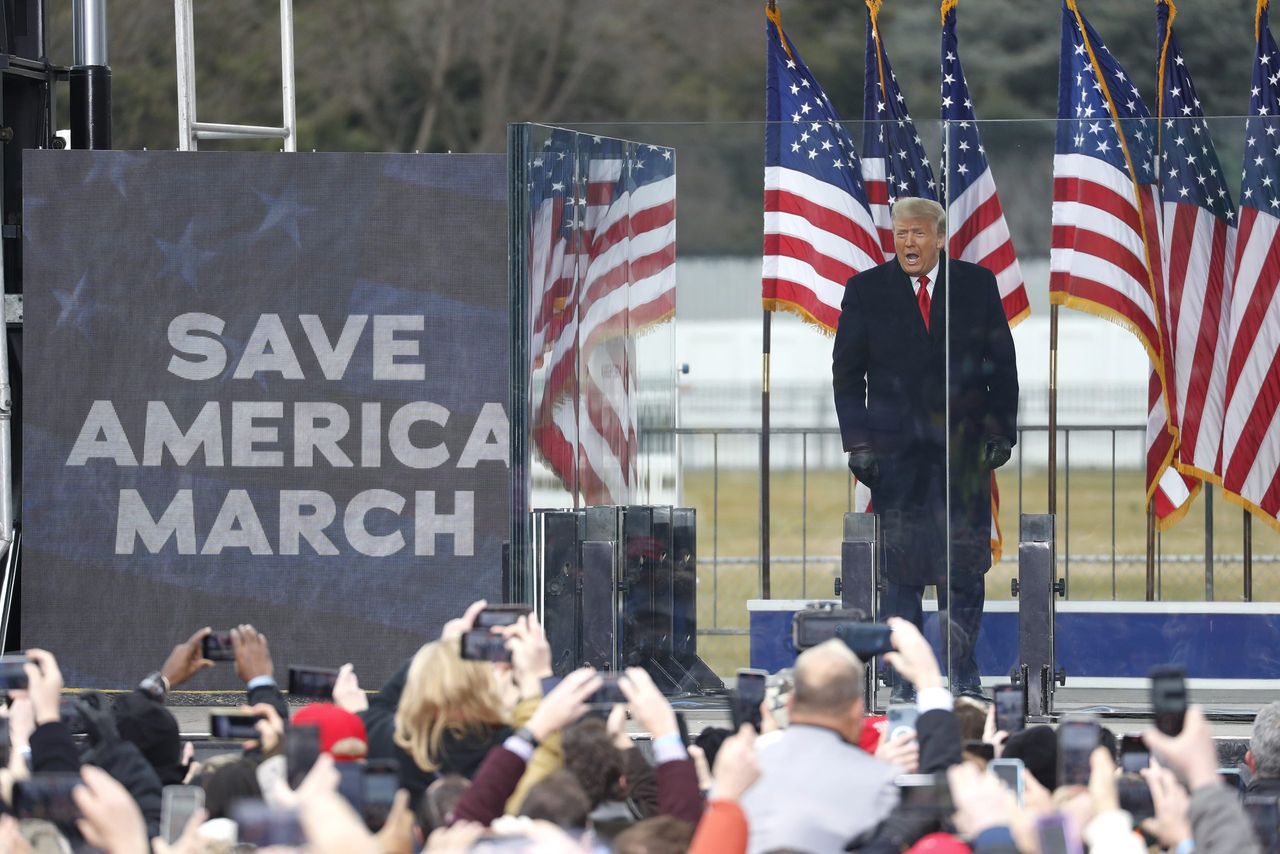 U.S. President Donald Trump at the infamous &quot;Save America Rally&quot; near the White House in Washington DC on Wednesday, January 6, 2021.