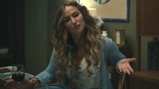 Drea de Matteo talking at dinner in Nonnas