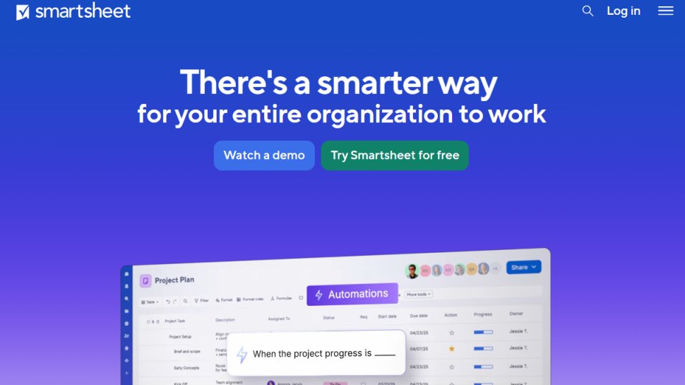 Website screenshot of Smartsheet (February, 2026)