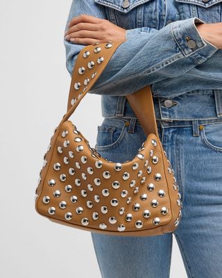Elena Studded Leather Shoulder Bag