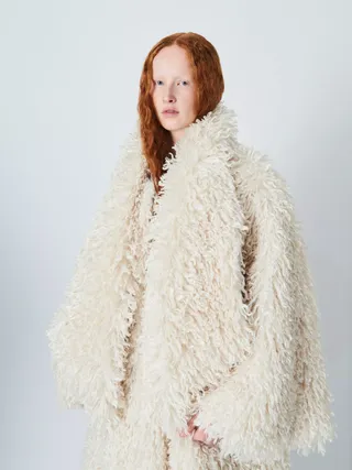 John Lewis X A.w.a.k.e. Mode Faux Fur Scarf Coat, Off White