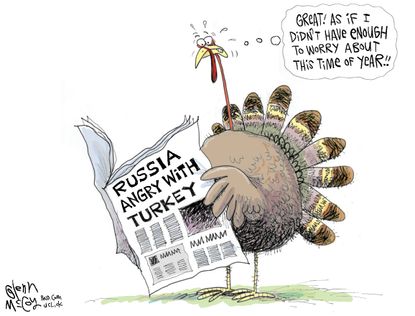 Political cartoon World Thanksgiving Russia Turkey