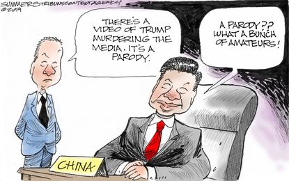 Political Cartoon U.S. Trump China Media Xi Jinping