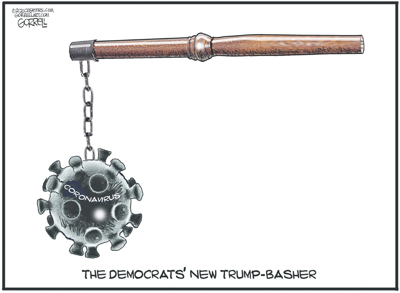 Political Cartoon U.S. coronavirus mace democrats Trump bash