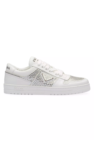 Prada Leather Sneakers With Crystals