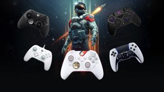 Starfield banner image with heroic astronaut figure surrounded by various gamepads