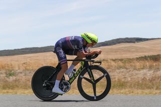 Katrin Garfoot riding to her third straight national time trial title