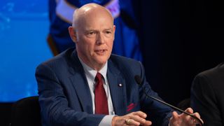 Tory Bruno, president and CEO of United Launch Alliance, is seen during a press conference after the first launch attempt of NASA&rsquo;s Boeing Crew Flight Test was scrubbed for the day, Monday, May 6, 2024, at NASA&rsquo;s Kennedy Space Center in Florida.