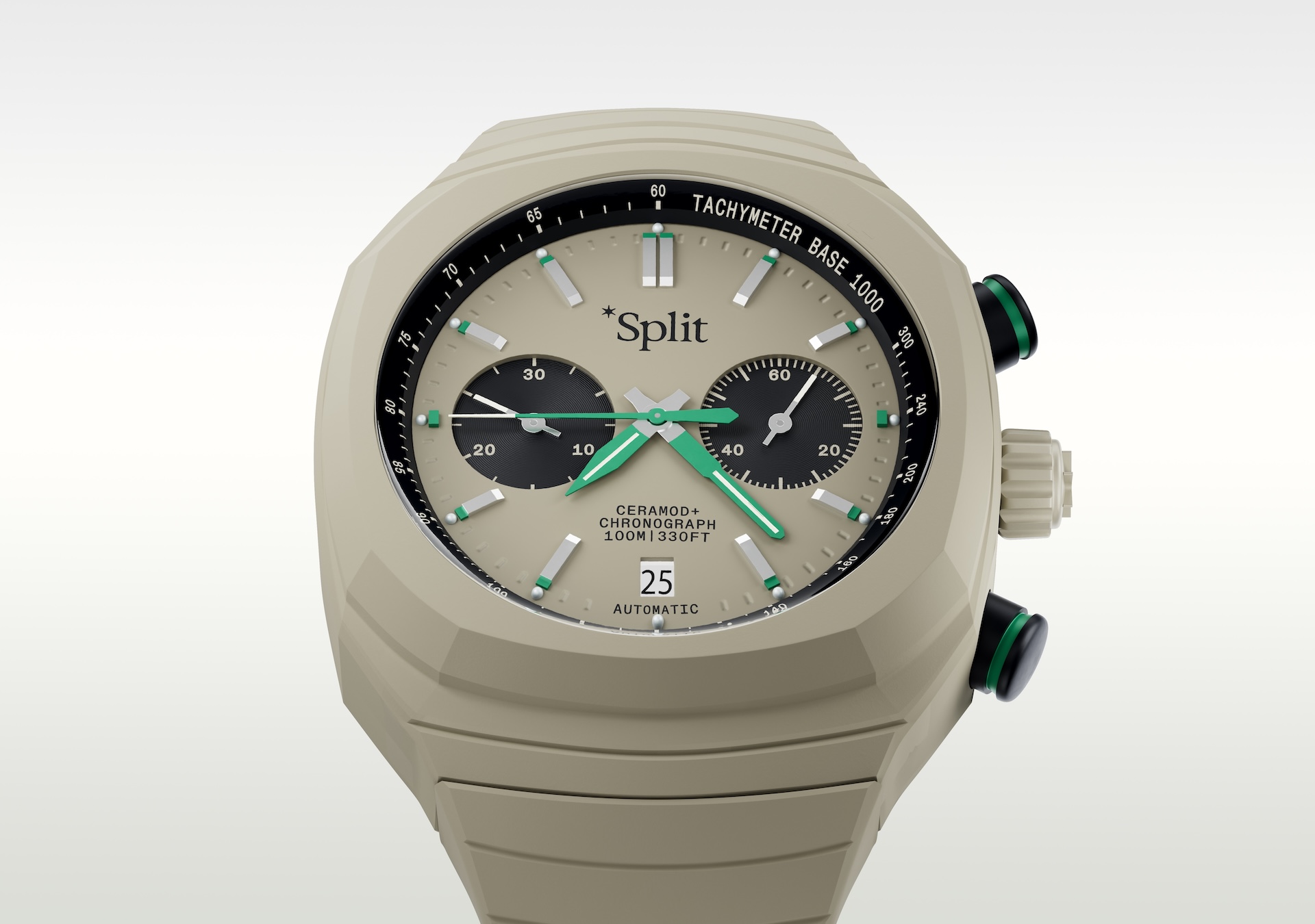 Split Watches in each colour, including black, cream and blue as well. Showing off the front and back for each colour