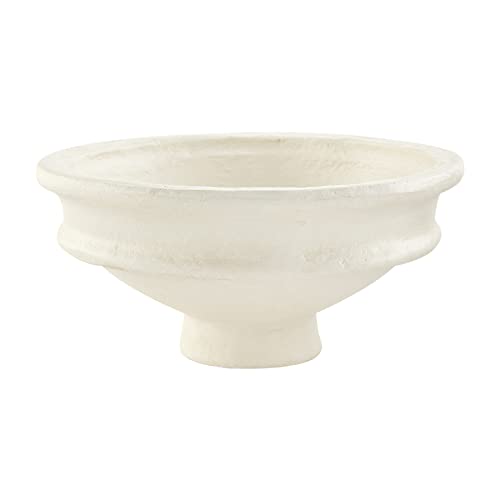 Mud Pie Paper Mache Pedestal Bowl, Pedestal, 6" X 12" Dia White
