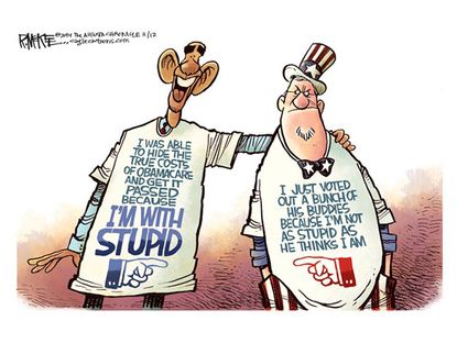 Obama cartoon healthcare funding voter