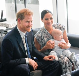 Prince Harry, Duke of Sussex, Meghan, Duchess of Sussex and their baby son Archie Mountbatten-Windsor meet Archbishop Desmond Tutu and his daughter Thandeka Tutu-Gxashe at the Desmond & Leah Tutu Legacy Foundation during their royal tour of South Africa on September 25, 2019 in Cape Town, South Africa